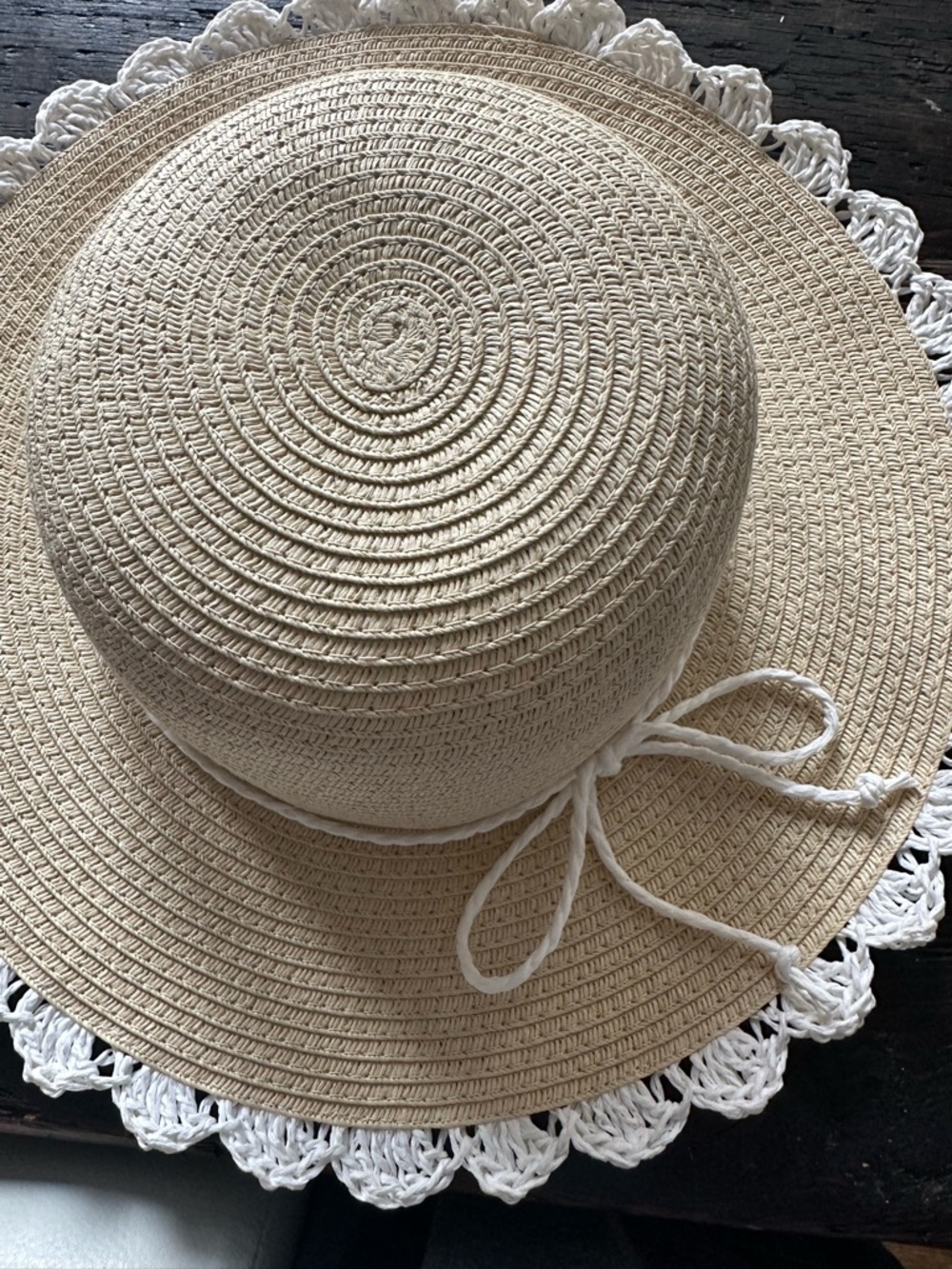 Janie and Jack Gold Straw Sun Hat with Cream Trim